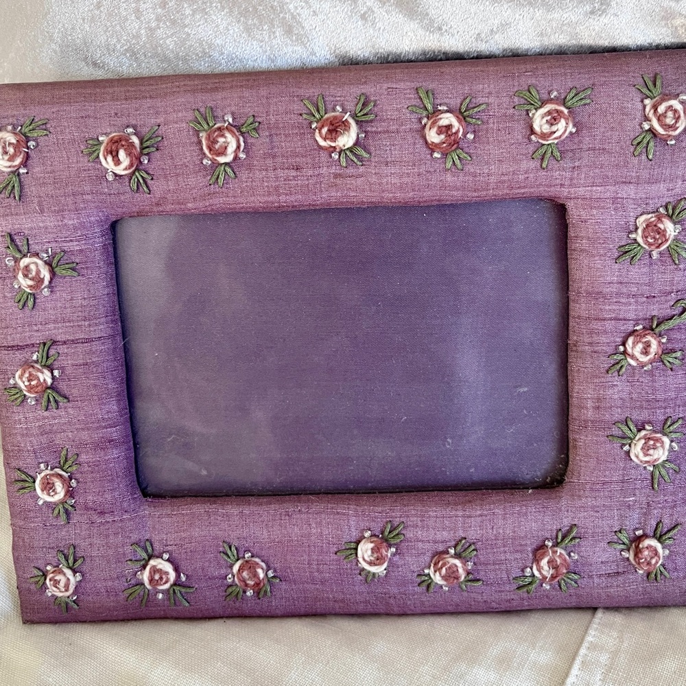 Fabric Embroidered Picture Frame for 5x7 Photo